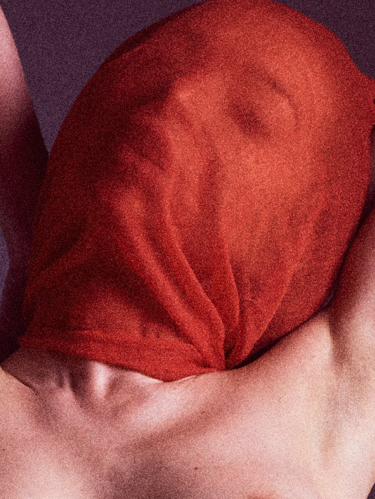 Galina Fedorova Redhead anonymous nude art photography red scarf by Cinaed Dane