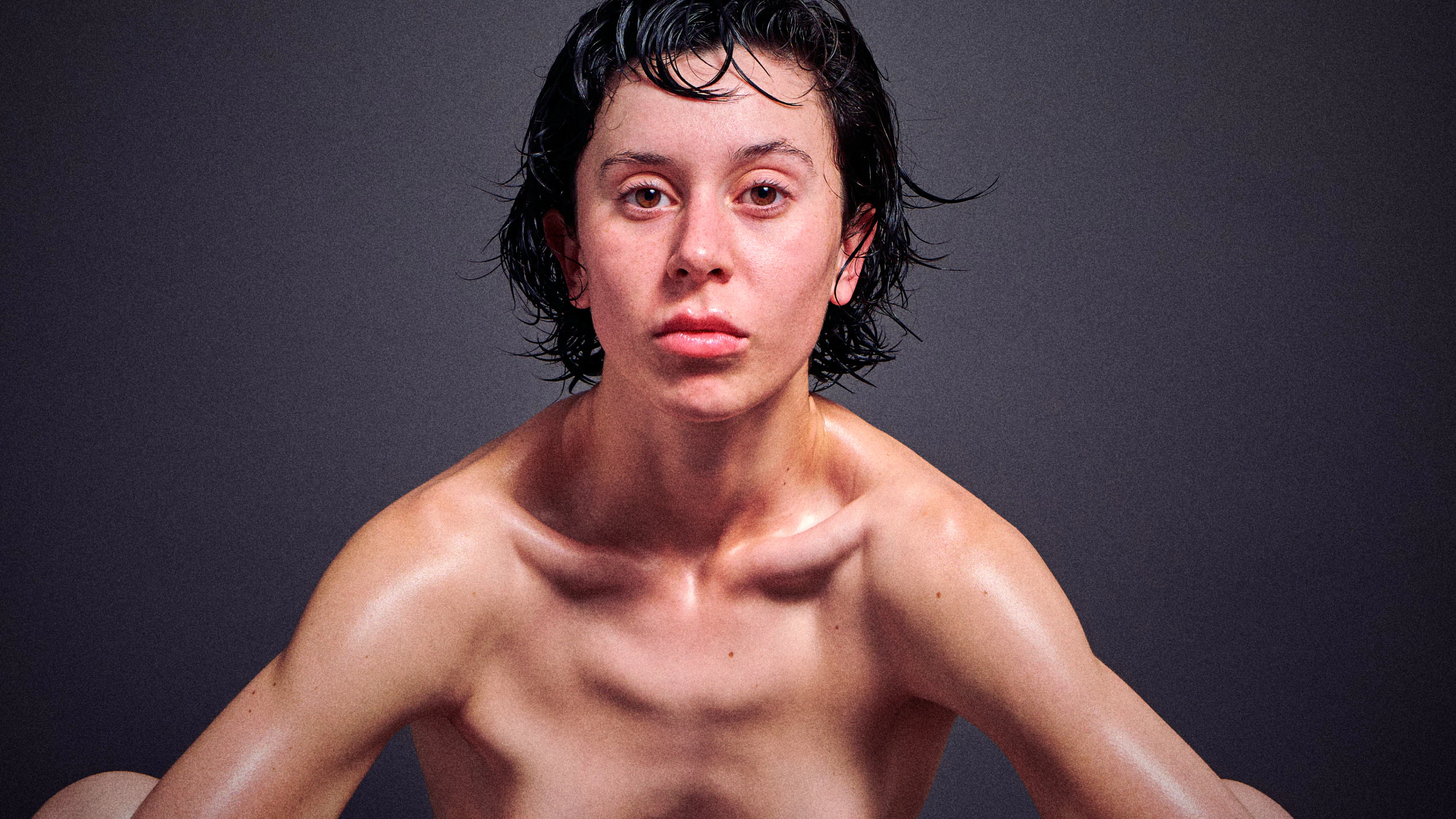 Ulah Bauer Nude artistic photography oiled skin extreme pose Cinaed Dane Barcelona Spain