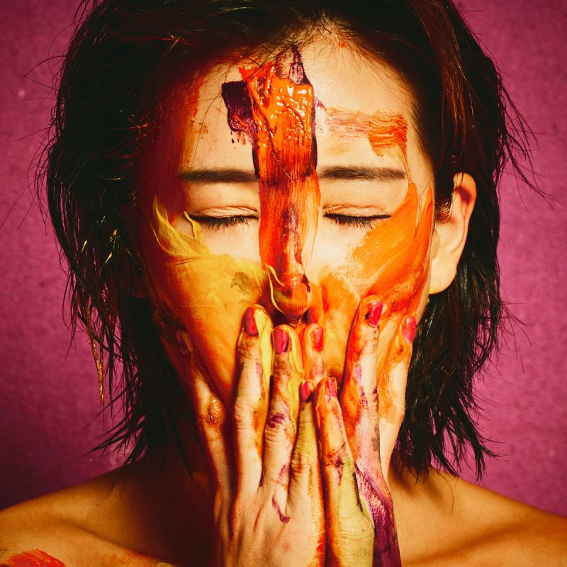 Chloe Painter messy nude photography orange paint purple fabric Cinaed Dane Barcelona Spain