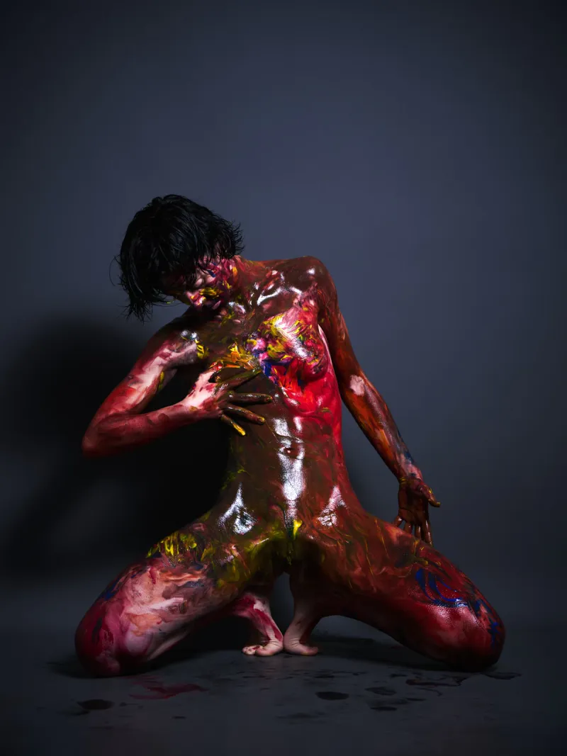 German model Ulah Bauer Colored Emotion expressive nude photography body paint Barcelona studio Cinaed Dane Spain