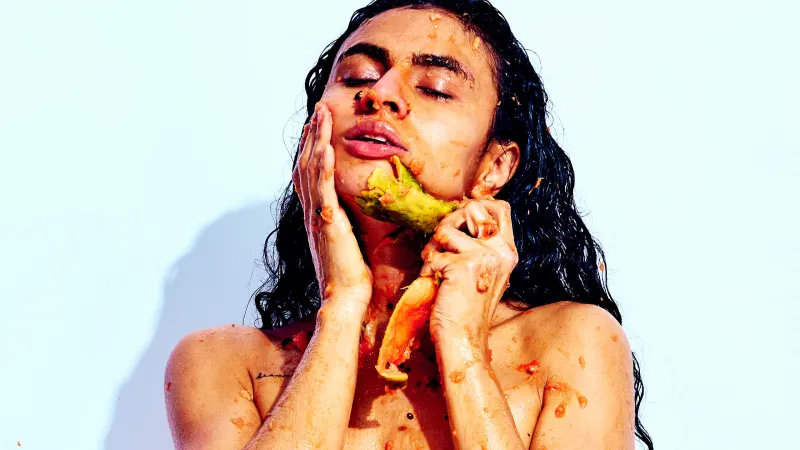 Fine art erotic portrait with cinematic lighting, form, and tactile aesthetics