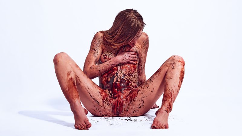 Russian model Galina Fedorova Chocolate Covered Nude chocolate sauce explicit messy nude Cinaed Dane