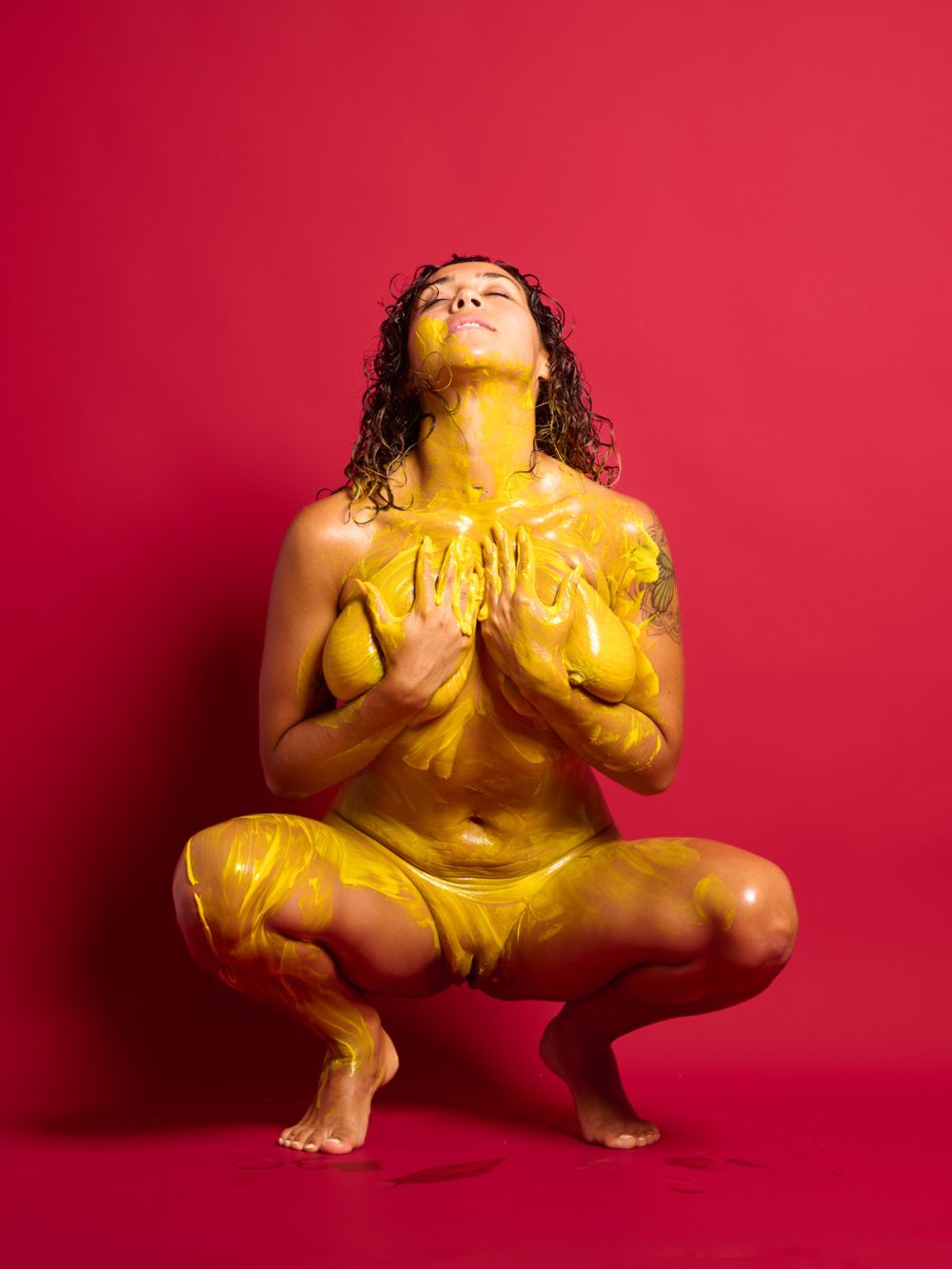 Barcelona-based Argentinian model Pyar Zen Colors body paint nude erotic art Cinaed Dane