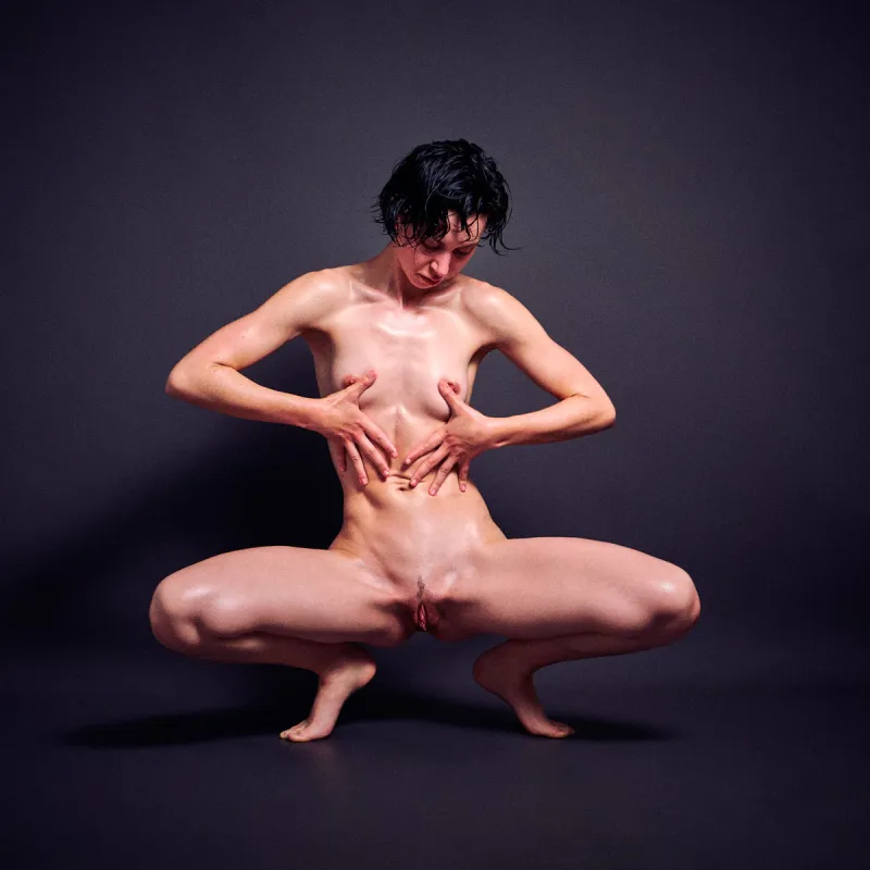 Ulah Bauer Nude artistic photography oiled skin extreme pose Cinaed Dane Barcelona Spain