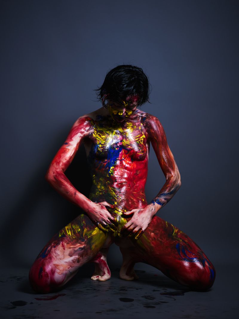 German Spain resident Ulah Bauer Colored Emotion explicit nude paint colors artistic photography Barcelona Cinaed Dane
